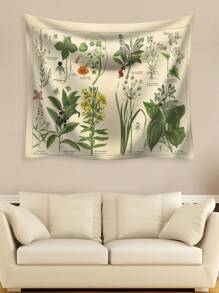1入組植物圖案掛毯現代家居布藝牆毯 - 彩色 - 查看 2