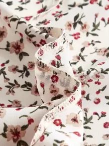 SHEIN MOD Đầm Lộ Lưng Thắt nút Dây kéo Tách cao Nếp gấp Phần Ngực Họa tiết hoa Boho - Nhiều màu - Xem 3