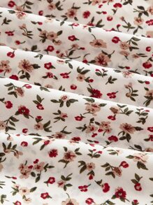 SHEIN MOD Đầm Lộ Lưng Thắt nút Dây kéo Tách cao Nếp gấp Phần Ngực Họa tiết hoa Boho - Nhiều màu - Xem 4