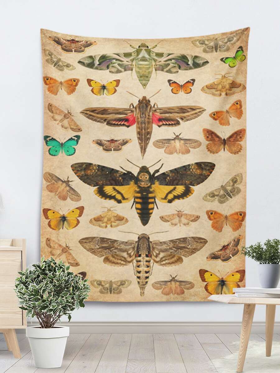 1 tấm thảm họa tiết bướm, chăn treo tường bằng vải hiện đại cho gia đình - Nhiều màu - Xem 1