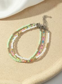 3 cái / bộ Vòng chân đính cườm khối màu - Nhiều màu - Xem 2