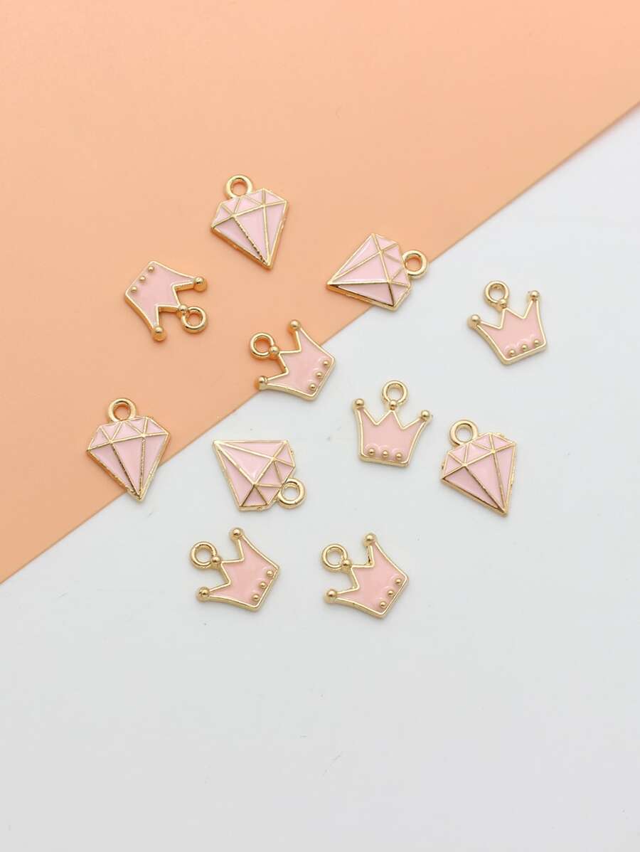 10 Cái/bộ Ngẫu Nhiên Thời Trang Hợp Kim Kẽm Kim Cương & Vương Miện Tự Làm Mặt Dây Chuyền Nữ Cho Tự Làm Trang Sức Làm - Nhiều màu - Xem 1