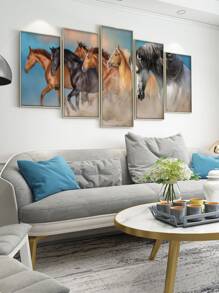 5入組/套馬圖案無框畫現代化學纖維牆藝術畫適用於家居牆壁裝飾 - 彩色 - 查看 2