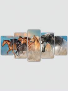 5入組/套馬圖案無框畫現代化學纖維牆藝術畫適用於家居牆壁裝飾 - 彩色 - 查看 3