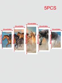 5入組/套馬圖案無框畫現代化學纖維牆藝術畫適用於家居牆壁裝飾 - 彩色 - 查看 4