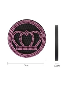 2pcs Car Cup Holder Mat With Diamond Crown, Heart Shaped Anti-Slip Pad, Bowknot Insulated Pad, And Star Patterned Water Absorbent Pad - Pink - View 2