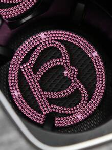 2pcs Car Cup Holder Mat With Diamond Crown, Heart Shaped Anti-Slip Pad, Bowknot Insulated Pad, And Star Patterned Water Absorbent Pad - Pink - View 4