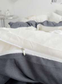 3入組/套雙色調被套套裝1入組被套2入組枕套現代滌綸家居床上用品套裝 - 白色 - 查看 4