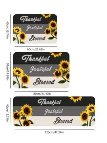 1入組向日葵和標語圖案門創意滌綸室內室外地毯 - 彩色 - 查看 2