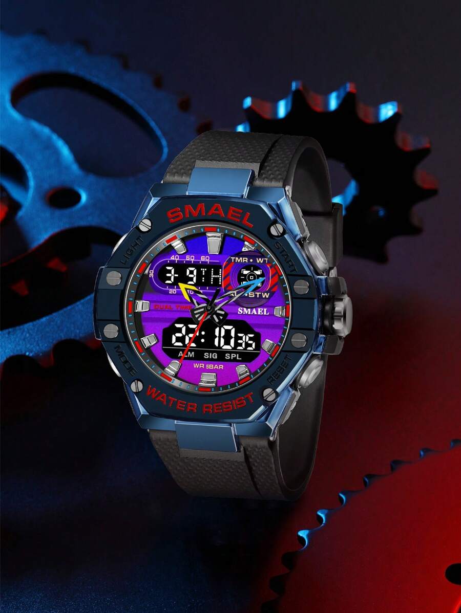 Đồng hồ thể thao màn hình kép nam 1 chiếc - màu đen - Xem 1