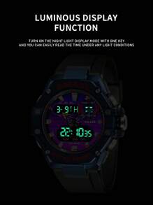 Đồng hồ thể thao màn hình kép nam 1 chiếc - màu đen - Xem 5