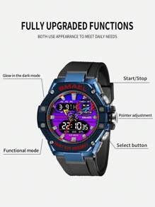 Đồng hồ thể thao màn hình kép nam 1 chiếc - màu đen - Xem 7