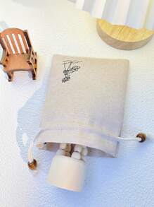 3pcs/set Floral Pattern Jewelry Storage Bag, Modern Cloth Drawstring Jewelry Bag Set For Home - Beige - View 2