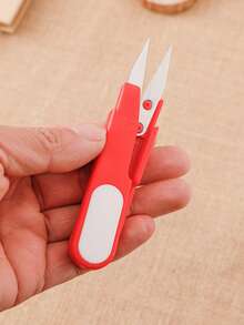 1pc Stainless Steel Sewing Scissor, Modern Two Tone Embroidery Thread Portable Scissors For Sewing - Red - View 2