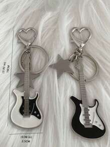 Street 1個女性吉他和星星造型鑰匙扣，適用於返校禮物、錢包、書包、背包和小提包 - 彩色 - 查看 3