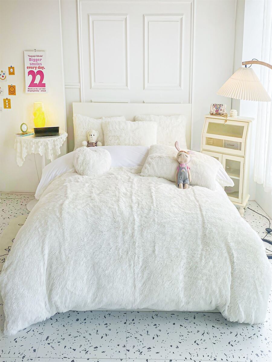 3pcs Solid Duvet Cover Set Without Filler - White - View 1