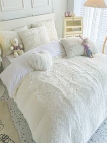 3pcs Solid Duvet Cover Set Without Filler - White - View 2