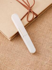 1pc Stainless Steel Sewing Scissors, Simple White Embroidery Thread Portable Scissors For Sewing - White - View 4