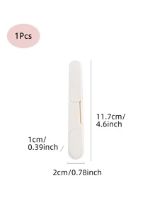 1pc Stainless Steel Sewing Scissors, Simple White Embroidery Thread Portable Scissors For Sewing - White - View 5