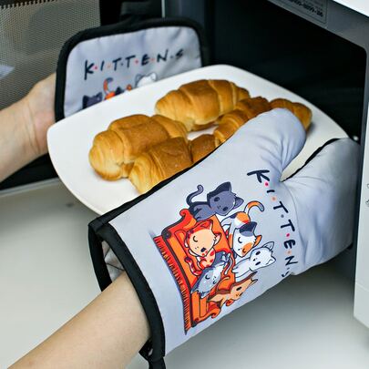 Miếng Cách Nhiệt Họa Tiết Mèo & 1 Găng Tay Lò Nướng, Hoạt Hình Dễ Thương Polyester Potholder & Bếp Lò Găng Tay Cho Nhà Bếp