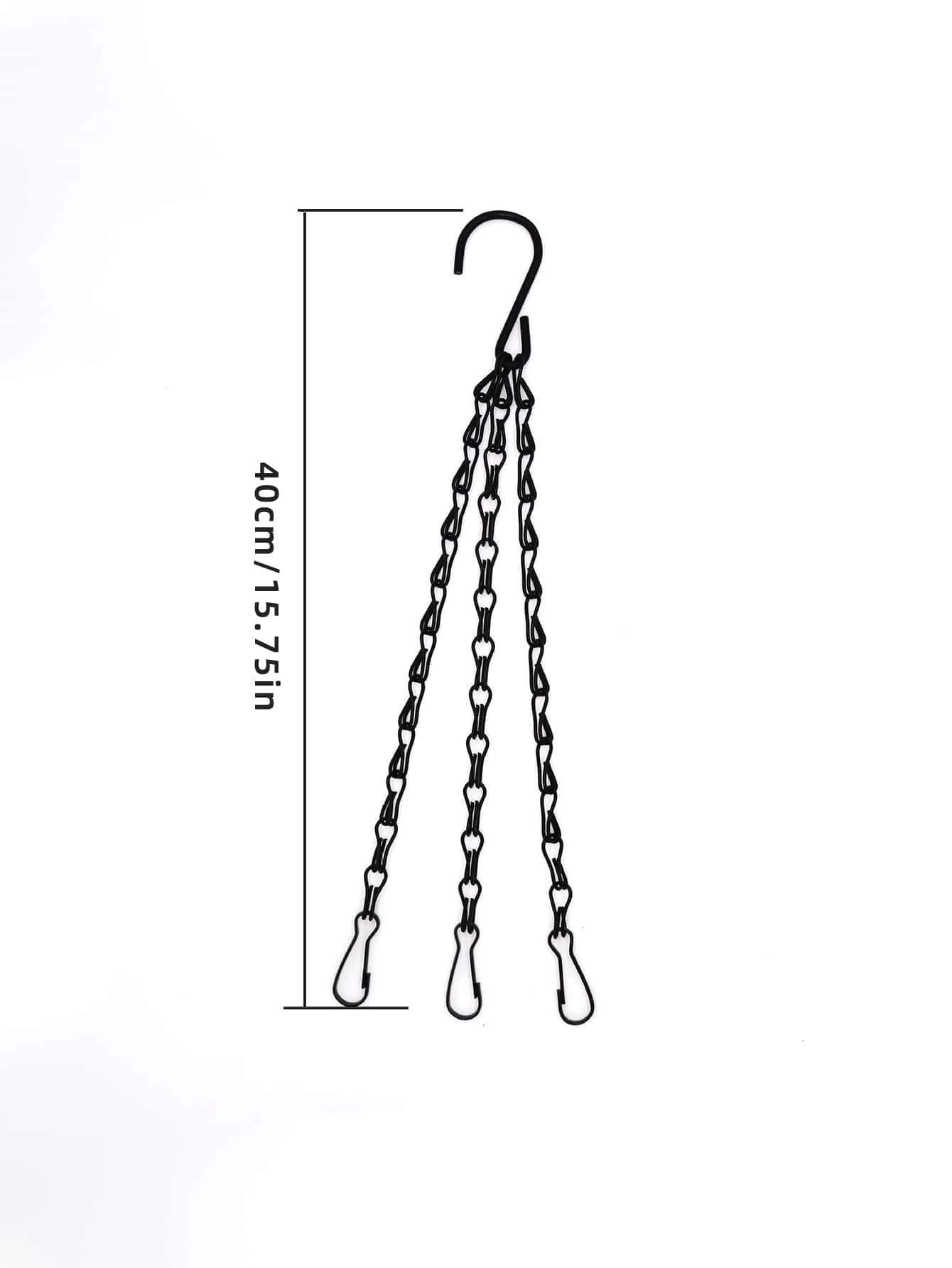 1Pc 40Cm Đen Vườn Dụng Cụ Bào Rổ Treo Dây Chuyền Cho Không Gian Trong Nhà, thích Hợp Treo Lồng Chim Hoặc Đèn Kích Thước M, 3 Cái/gói - màu đen - Xem 2