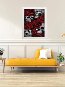 1set PMMA DIY Diamond Painting Without Frame, Modern Floral & Skull Pattern DIY Diamond Painting For Decoration - Multicolor - View 1