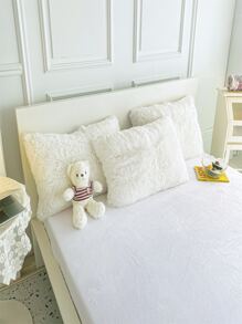 3pcs Solid Duvet Cover Set Without Filler - White - View 5