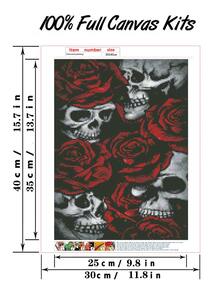 1set PMMA DIY Diamond Painting Without Frame, Modern Floral & Skull Pattern DIY Diamond Painting For Decoration - Multicolor - View 2