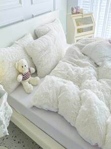 3pcs Solid Duvet Cover Set Without Filler - White - View 6