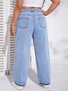 SHEIN Jeans de pierna recta desgarro