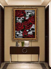 1set PMMA DIY Diamond Painting Without Frame, Modern Floral & Skull Pattern DIY Diamond Painting For Decoration - Multicolor - View 4