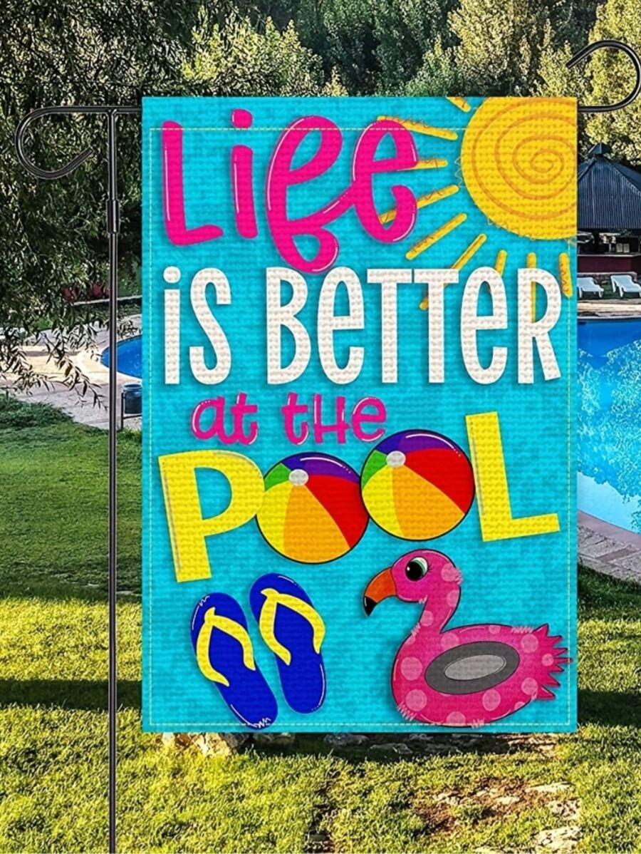 1入組戶外滌綸花園旗幟現代太陽和標語圖形節日花園旗幟 - 彩色 - 查看 1