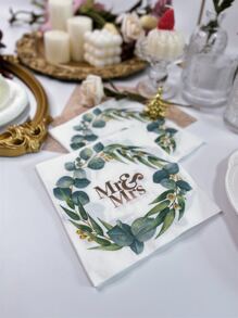 16入組/套紙質一次性餐巾現代植物和字母圖形紙派對餐巾 - 彩色 - 查看 2