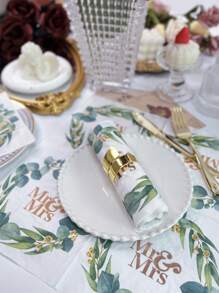 16入組/套紙質一次性餐巾現代植物和字母圖形紙派對餐巾 - 彩色 - 查看 3