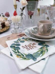 16入組/套紙質一次性餐巾現代植物和字母圖形紙派對餐巾 - 彩色 - 查看 5