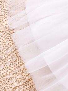 Glamorique Kids 小女童貼花網紗拼接吊帶連衣裙 - 白色 - 查看 3