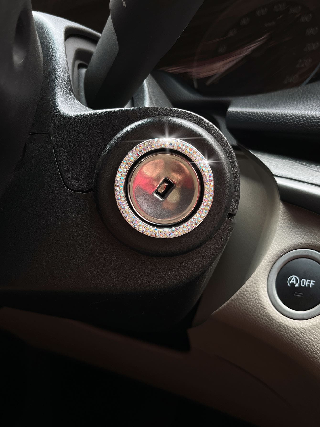 1入組水鑽裝飾汽車一鍵啟動鈕裝飾用品圓環 - 彩色 - 查看 1