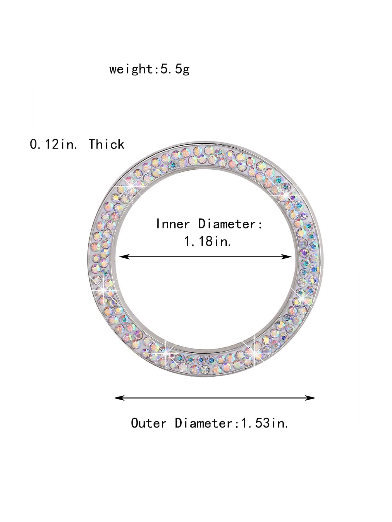 1pc Rhinestone Decor Car One-button Start Decoration Ring - Multicolor - View 5