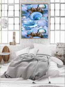 1 pieza Pintura de diamantes de bricolaje sin marco moderno con concha y estrella de mar Pintura diamante DIY para - Multicolor - Ver 1