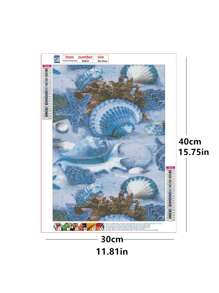 1 pieza Pintura de diamantes de bricolaje sin marco moderno con concha y estrella de mar Pintura diamante DIY para - Multicolor - Ver 2