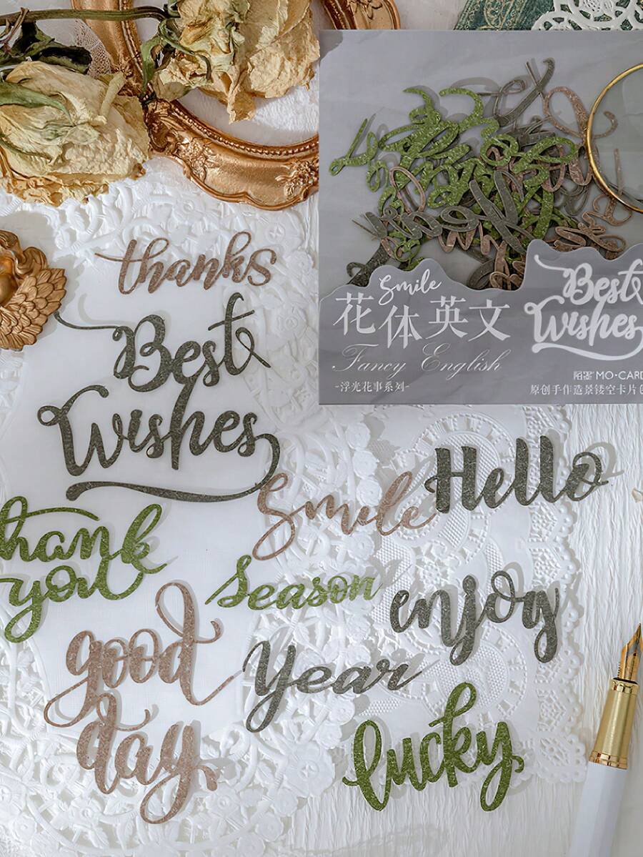 10pcs Letter Design Material Paper, Vintage Multi-purpose Decorative Craft Paper For DIY Craft, Decoration - Multicolor - View 1