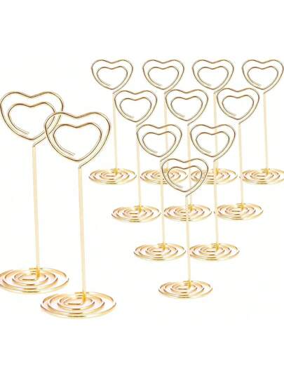 5个装贴心金色卡片夹 竖方形卡片夹 标签卡片夹 桌面配件