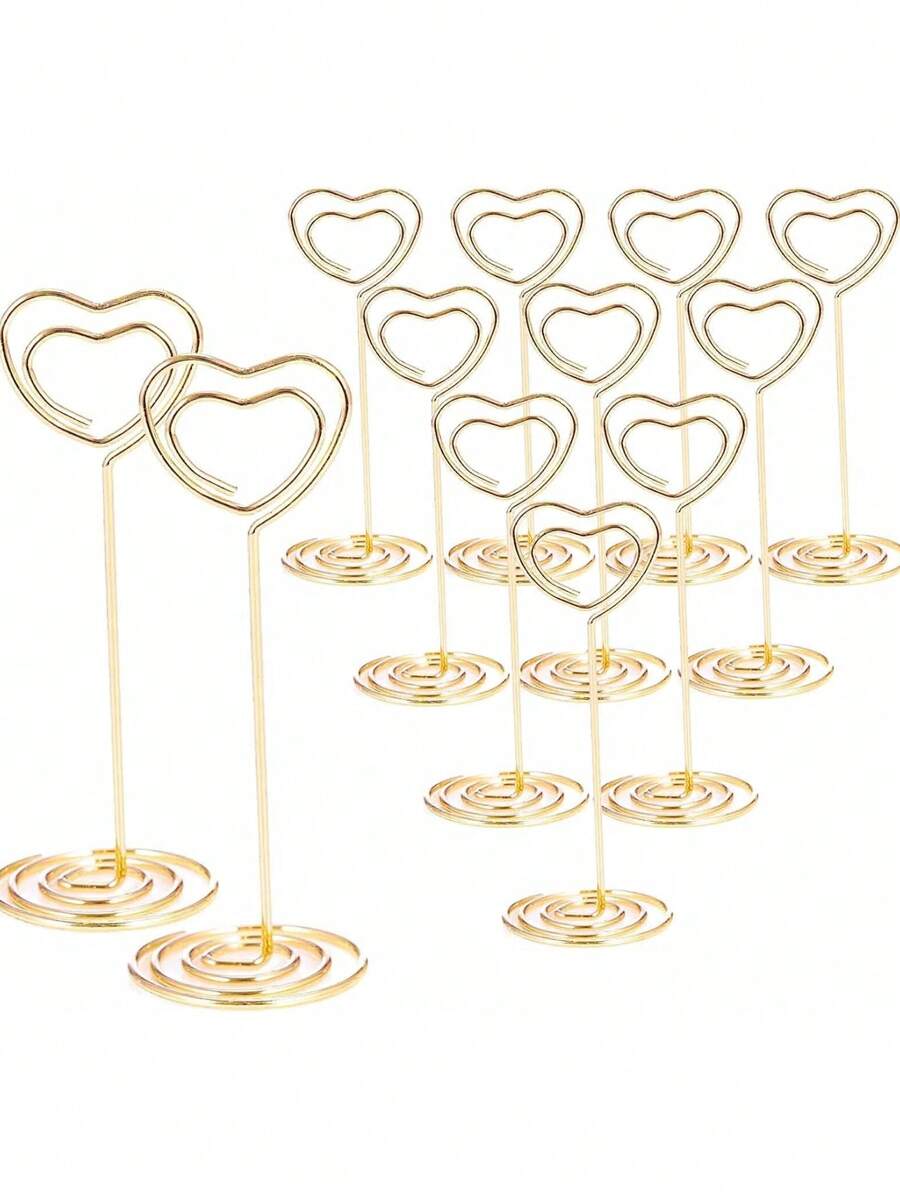 5个装贴心金色卡片夹 竖方形卡片夹 标签卡片夹 桌面配件 - 金色 - 查看 1