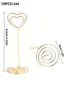 5个装贴心金色卡片夹 竖方形卡片夹 标签卡片夹 桌面配件 - 金色 - 查看 2