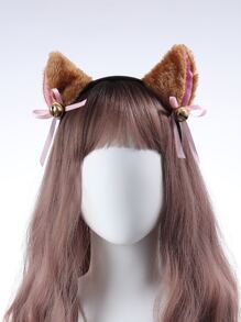 1個女士棕色絨毛貓耳朵頭箍,適合日常或cosplay使用 - 棕色 - 查看 1