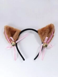 1個女士棕色絨毛貓耳朵頭箍,適合日常或cosplay使用 - 棕色 - 查看 2