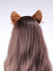 1個女士棕色絨毛貓耳朵頭箍,適合日常或cosplay使用 - 棕色 - 查看 4