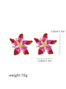 Flower Design Stud Earrings Valentines - Pink - View 3