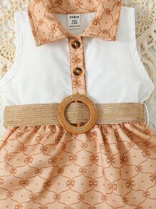 Baby Geo Print Belted Dress - Multicolor - View 3