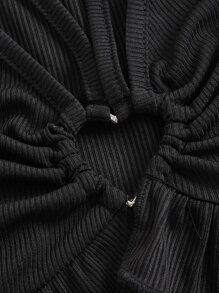 Kawaii 心环相连荷葉邊吊帶上衣 - 黑色 - 查看 3